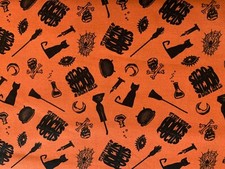 Hocus Pocus Fabric by Camelot Fabrics Orange Black By The Yard