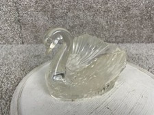 Regoline Swan Glass Candle Holder 4"x6" Made in USA Molded Ridged Wings Clear