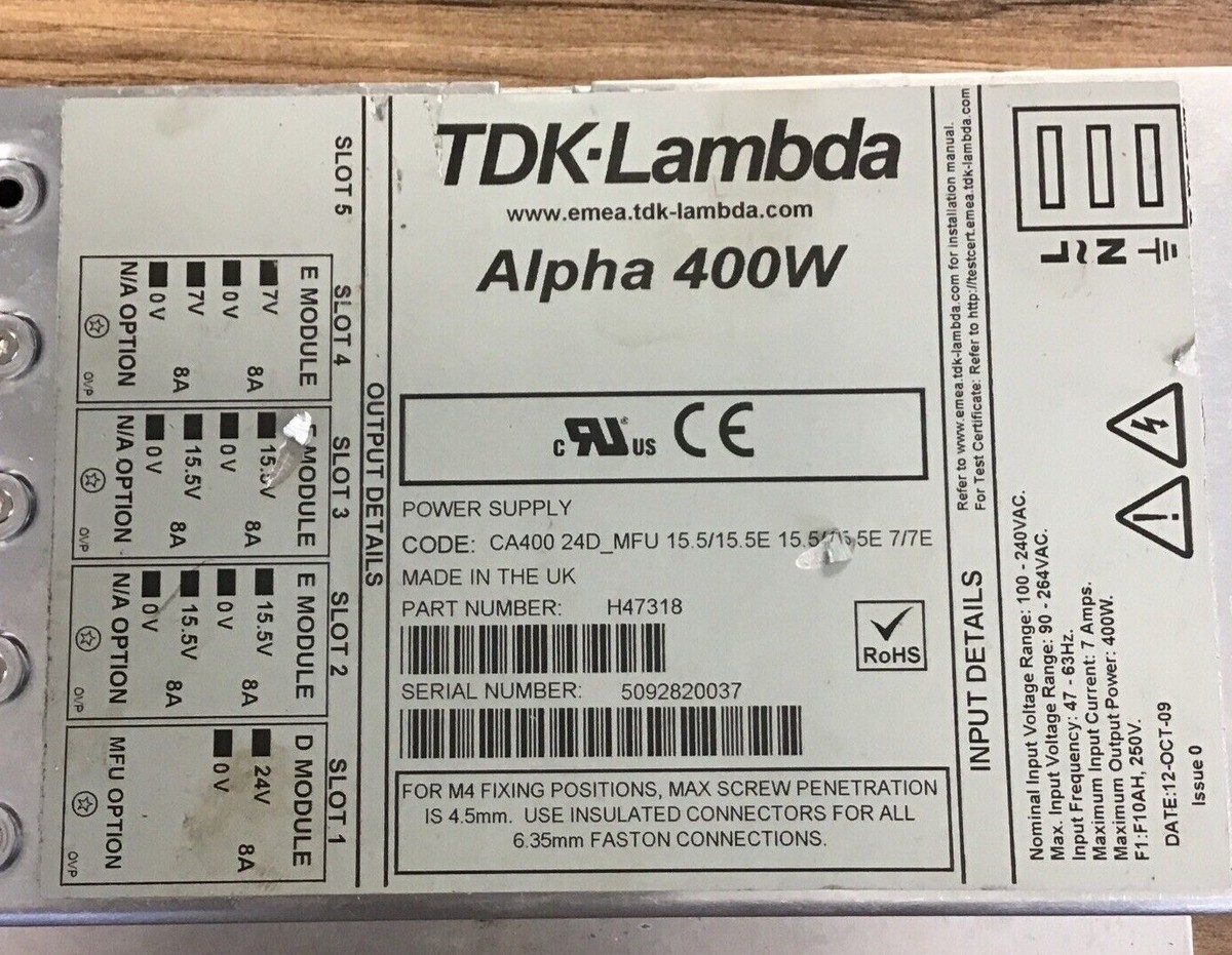 TDK-LAMBDA ALPHA 400W H47318 POWER SUPPLY 264VAC 47-63HZ | eBay TDK-LAMBDA ALPHA 400W H47318 POWER SUPPLY 264VAC 47-63HZ | eBay