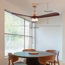 Fan Pendant Light 48Inch With Remote Control Reversible Quiet Motor Bed Room