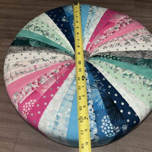Multicolored Bright And Cheerful Tuffet/footstool With Acrylic Clear Legs - Picture 9 of 10