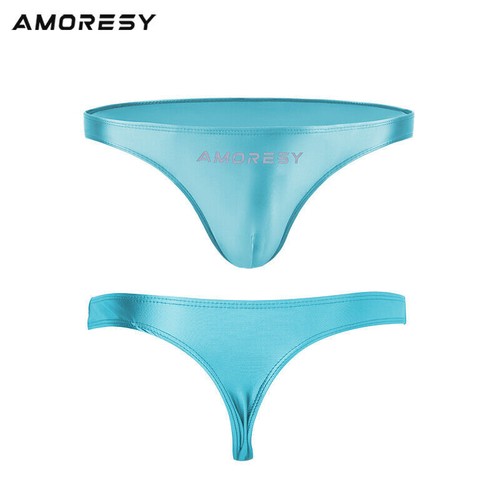 AMORESY Men's Low Waist Swimwear Briefs Shiny Thong Underwear Stretch Underpants - Bild 38 von 39