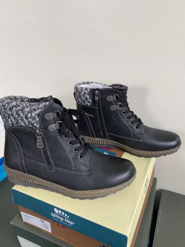 Spring Step Booties Karlene Women's 41 US Size 9.5-10 Black Lace Zip Ankle - Picture 6 of 9