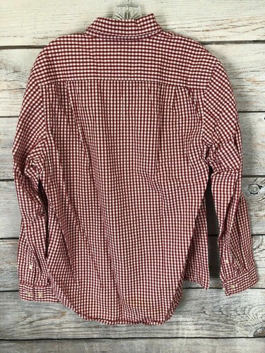 Club Room SLIM FIT Red/White Checked Button Front 100% Cotton EUC Men's Size L - Picture 2 of 4