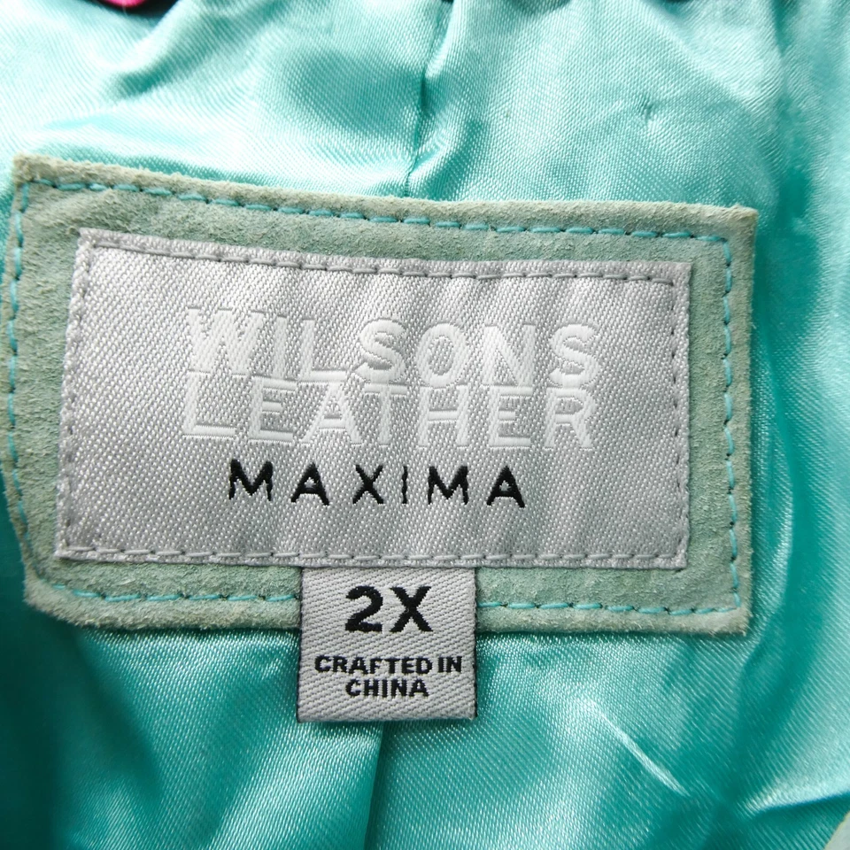 Chaqueta de Cuero Wilsons Para Mujer 2X Plus Verde Máxima Cremallera Completa Moto Bolsillo Distress Foto 4 de 4