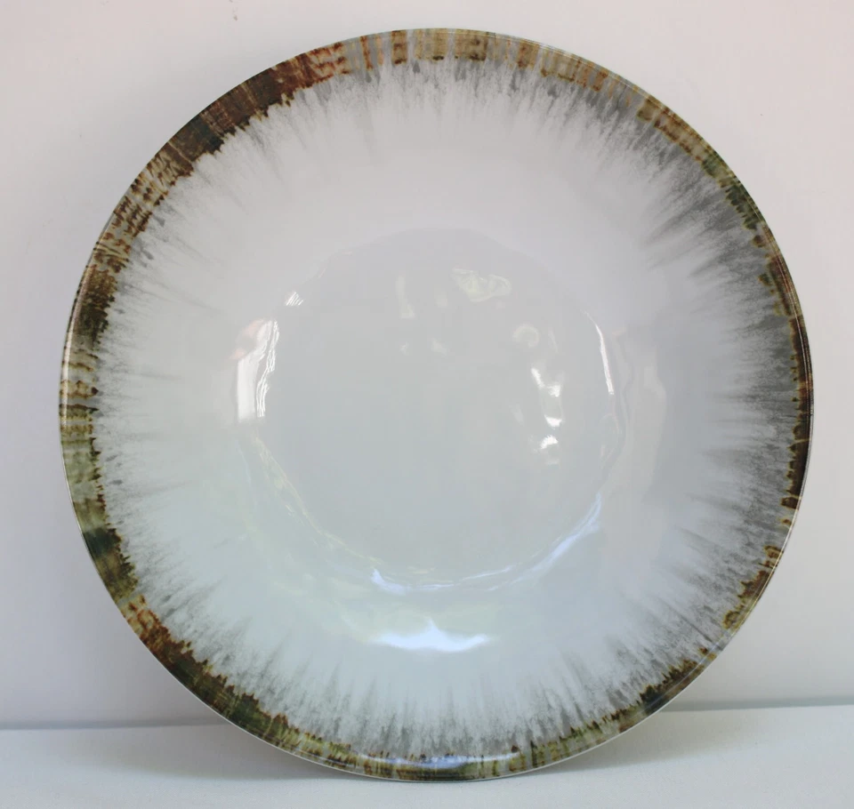 "Juego de 3 ensaladeras Tommy Bahama blancas náuticas playa borde concha marina melamina 8""" Foto 2 de 4