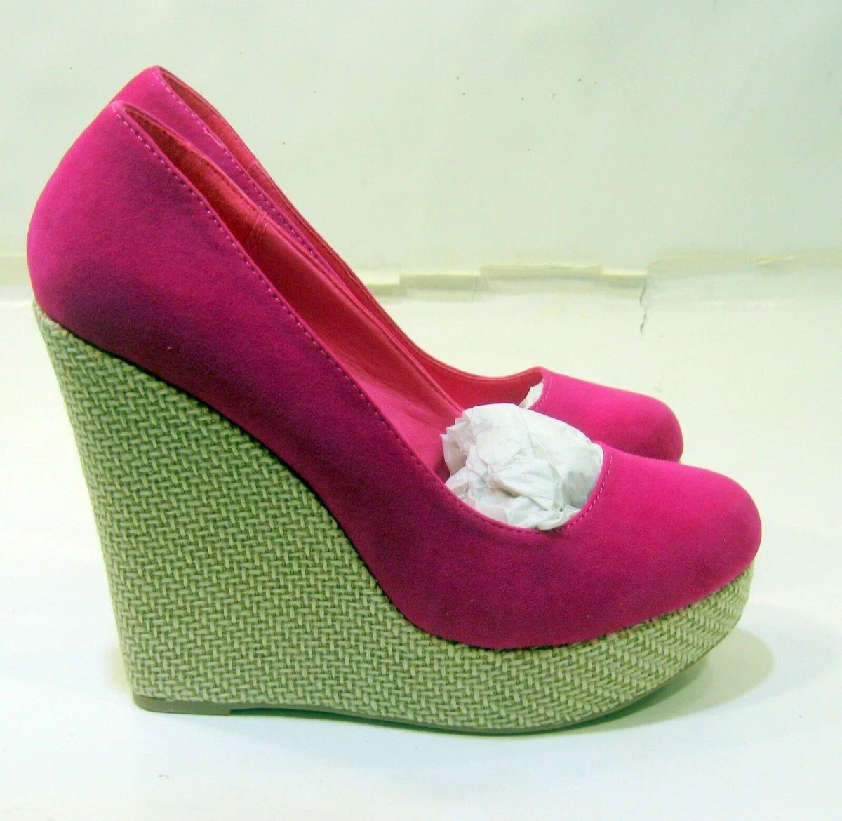 New hot pink 5.5High Wedge Heel 1.5platform Round Toe women shoes Size  9.5