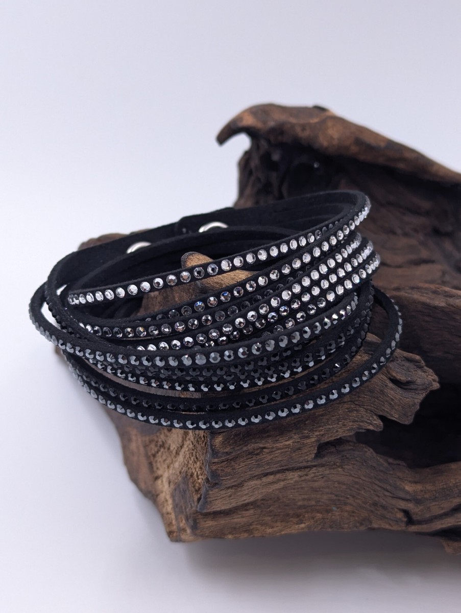 SWAROVSKI Slake Jet Black Silver Deluxe Bracelet U417 | eBay