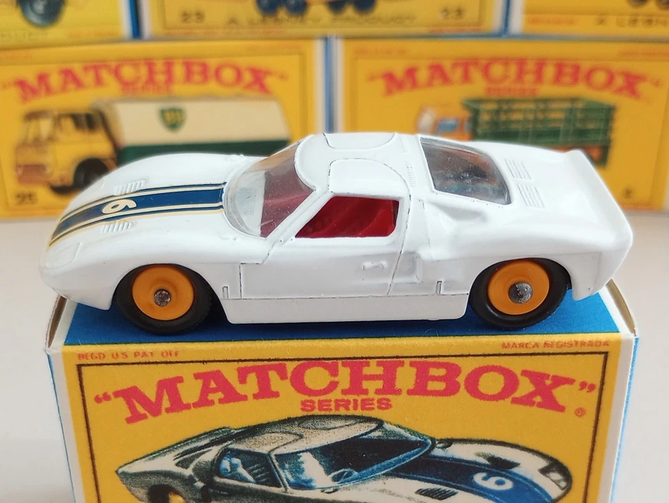 🔥1965 Lesney Matchbox #41 Ford GT40 COCHE DE CARRERAS ~ Blanco ~ ¡COMO NUEVO!!!🔥 Foto 3 de 4