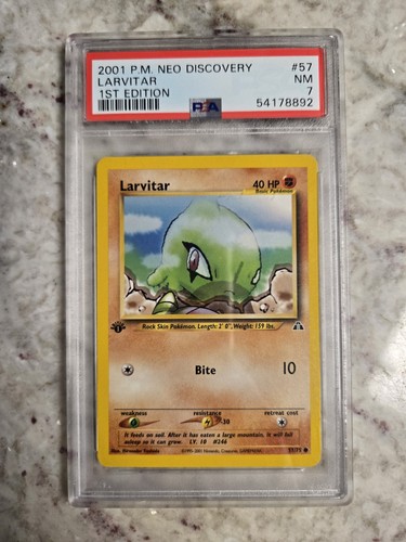 Larvitar (1st Edition) graded PSA 7 for sale on eBay