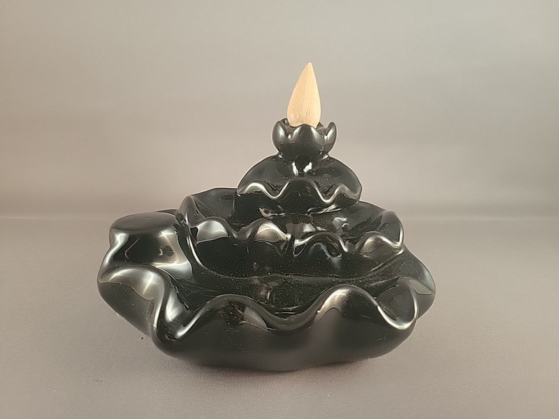 Black Ceramic Waterfall Incense Burner With 10 Incense Refills