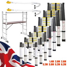 Heavy Duty Telescopic Loft Ladder 1.4-6.2M Extendable Step Ladders Securing Bolt