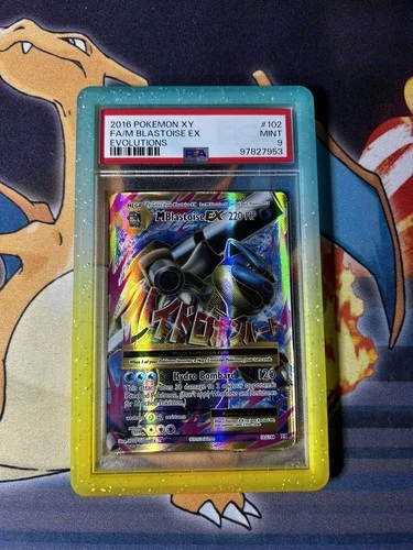 Pokémon  M Blastoise EX Full Art Holo Ultra Rare 102/108 PSA 9 guard included