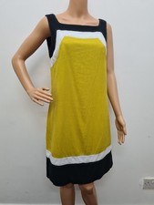 M&S Linen Blend Sleeveless Dress  Size  10 Yellow mix 