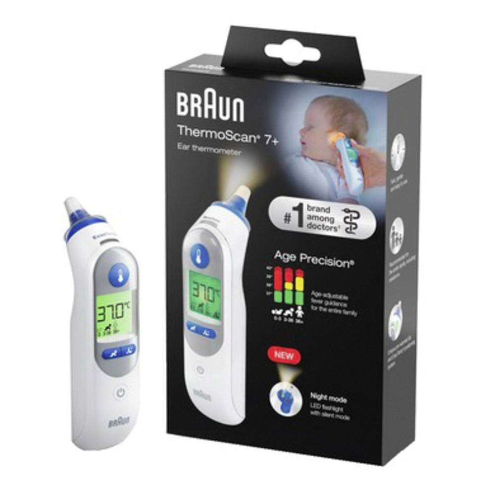 Thermomètre infrarouge Braun ThermoScan 7+ avec embout préchauffé IRT6525WE