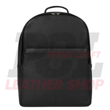 Black Genuine Leather Backpack Handmade Pebbled Laptop Bag Men Women Rucksack