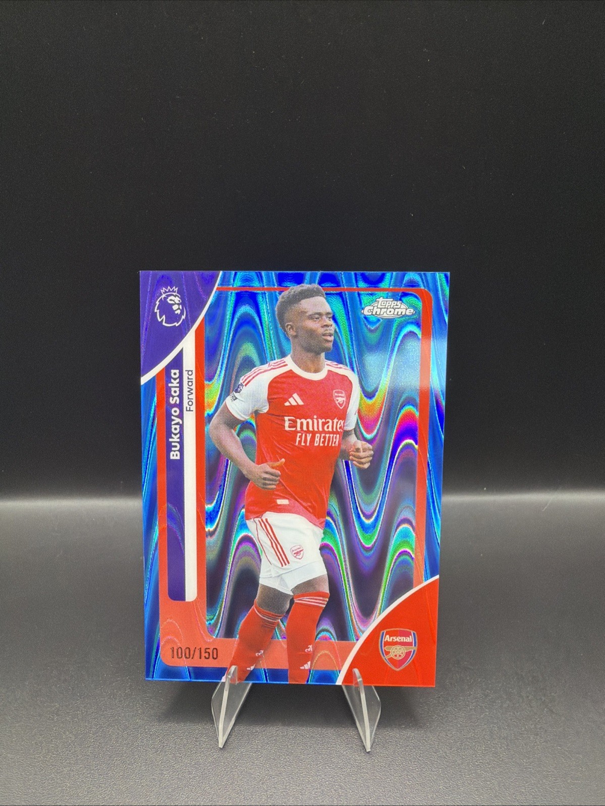 BUKAYO SAKA 2026 Topps Chrome Premier League Blue RayWave Refractor /150 Arsenal view 2