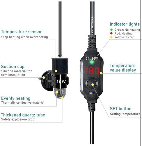Mini Submersible Aquarium Heater, 10/20/30Watts Adjustable 120V I4 - Picture 4 of 4