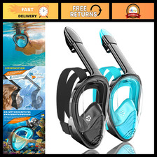 Full Face Snorkel Mask for Ages 9 , 180 Panoramic View, Anti-Fog, Camera Mount