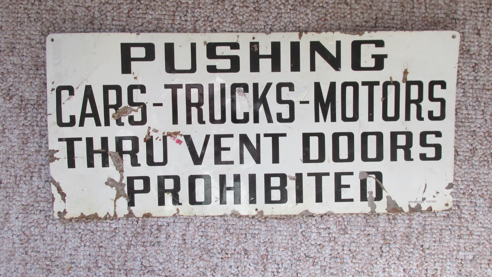 1920's Denver Stonehouse Underground Mine Tin Painted Tin Sign-Gilman Colorado