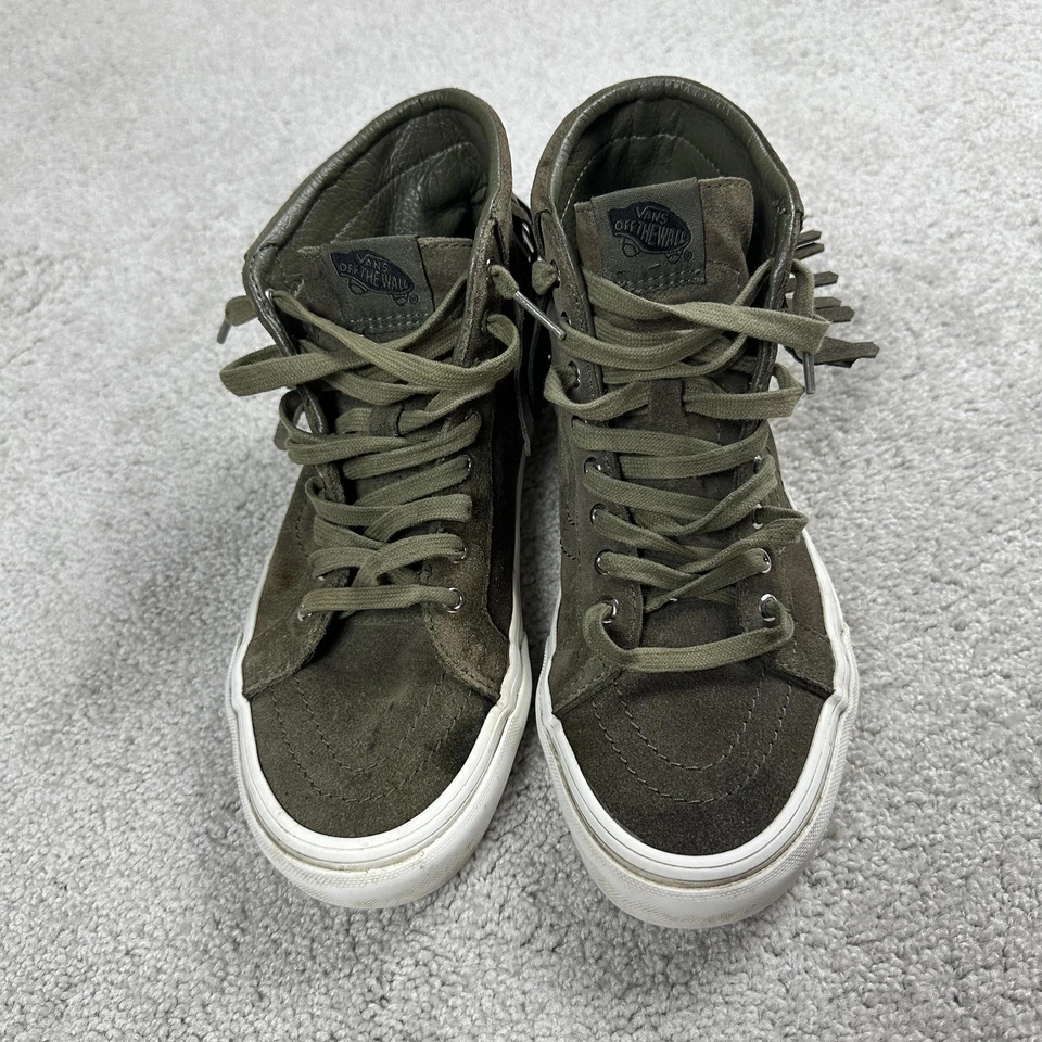 Vans Sk8-Hi Moc Zapatos Mujer Talla 8 Verde Oliva Gamuza Flecos Zapatillas Altas Foto 2 de 4