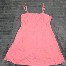 Old Navy Pink Linen Blend Smocked Back Cami Fit and Flare Dress Large RN 54023