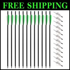 Carbon Crossbow Arrows Set with 3 Blades Broadheads