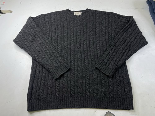 J.Crew, Vintage J.Crew Sweater Wool Fisherman Cable Knit Gray Lambswool Mens Medium