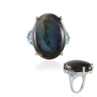 Cavill Silberring Damen Labradorit 24,17Ct Oval Madagaskar Blautopas
