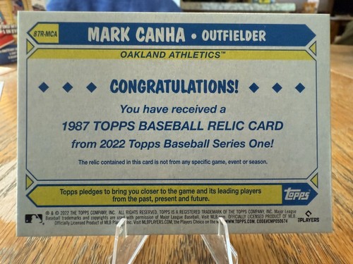 2022 Topps Series 1 - 1987 Topps Baseball Relics Mark Canha #87R-MCA (MEM) 🔥⚾️ - Picture 2 of 10