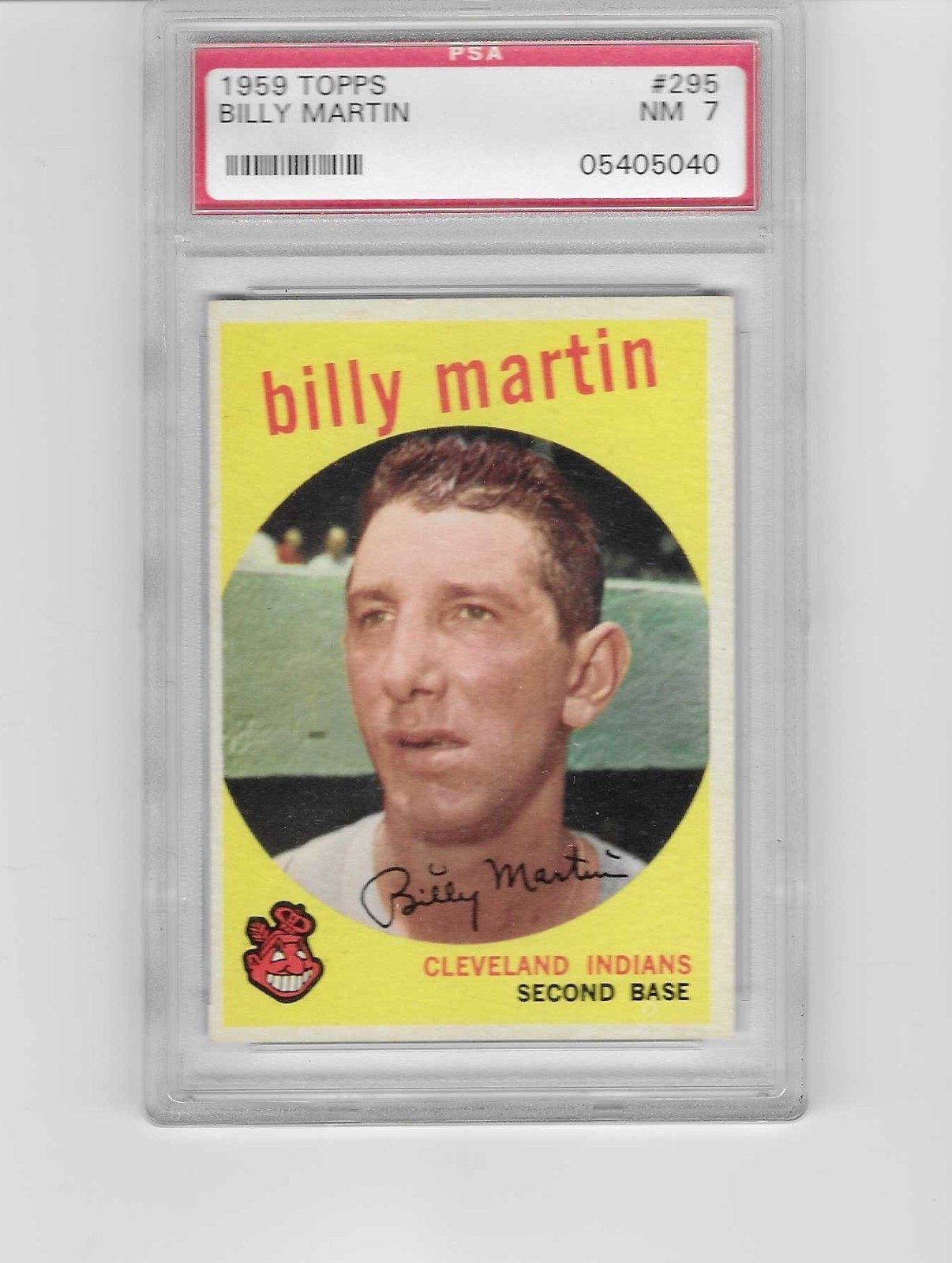 1959 TOPPS #295 BILLY MARTIN INDIANS PSA 7 NM HI-END LOW POP BETTER