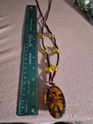 Chunky Baltic Amber Pendant Necklace Cognac Sun Spangles Adjustable Cord 24-30" — photo 4