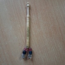 Antique Vintage Lace Making Bobbin BONE engraved criss cross lines spangle #U