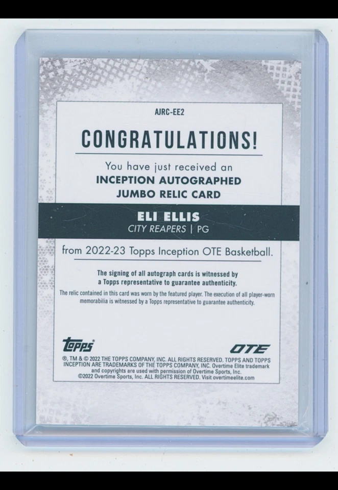 2023 TOPPS INCEPTION OVERTIME ELITE OTE AUTO JUMBO RELIC 20/99 - Image 2 of 2