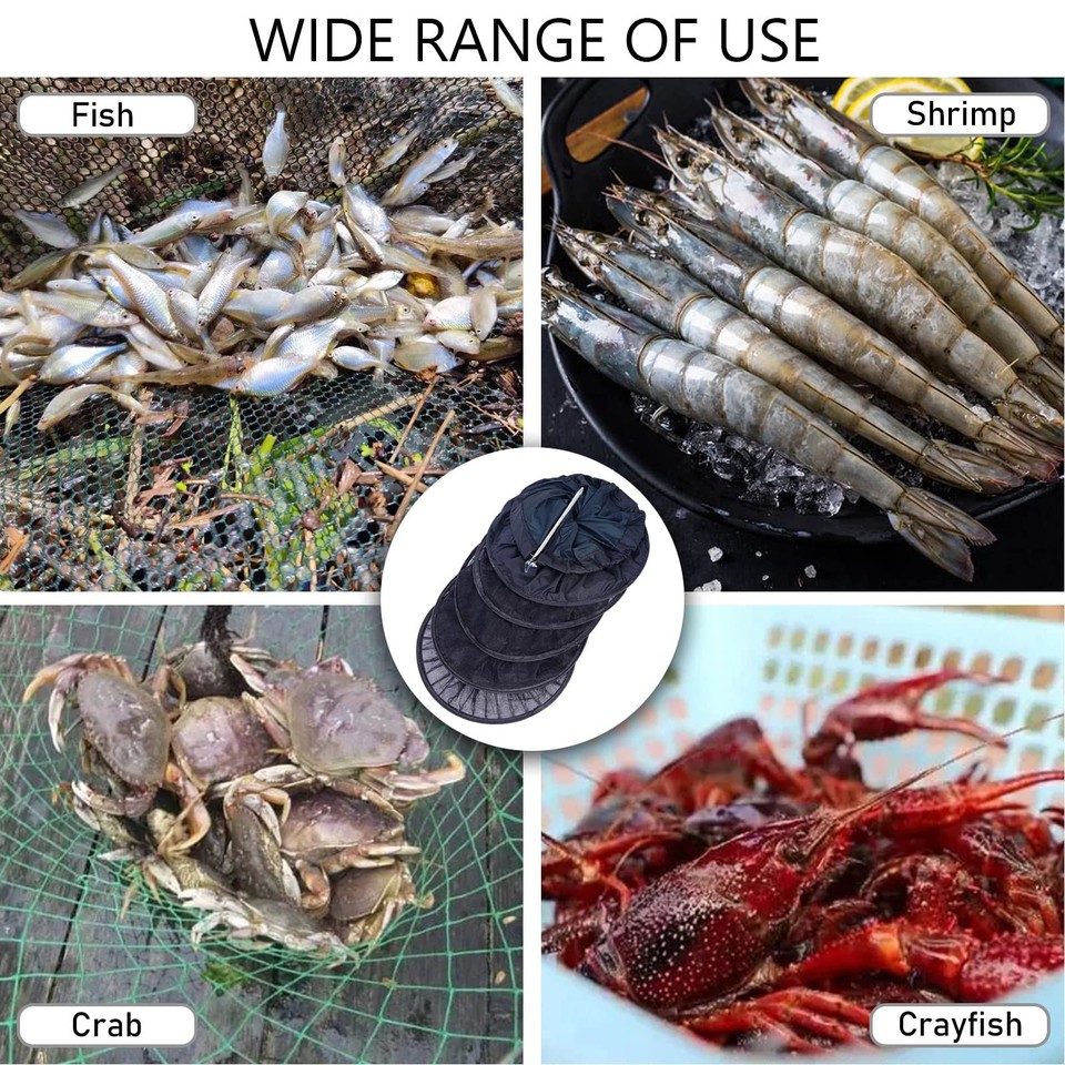 Fishing Cage Basket Collapsible Nylon Fish Baskets Fish Keeping Net ...