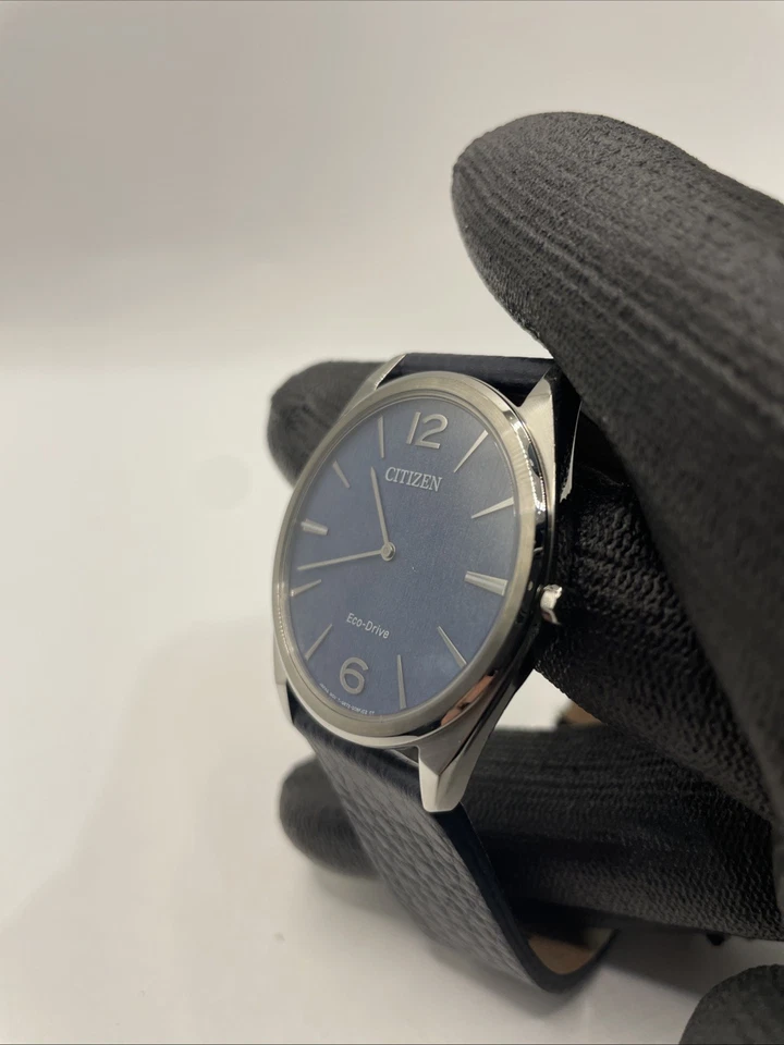 Correa de cuero Citizen Suratto Eco Drive cara azul plateada Eco Drive AR3120-08L Foto 4 de 4