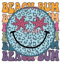 Sublimation Print Beach Bum Smiley Ready To Press Heat Transfer
