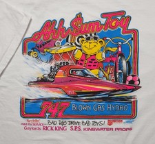 Vintage 1990s Ahh Sum Toy 747 Speed Boat Racing Signed Made in USA 2XL Shirt