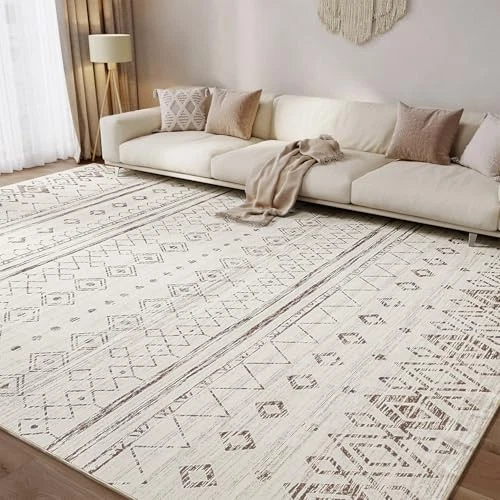 Alfombra lavable antideslizante 8x10 para sala de estar alfombra boho marroquí alfombra de área grande Foto 2 de 4