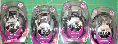 4 Monster Standard THX Certified Digital Audio Surround Sound 4' Coax Cables NOS
