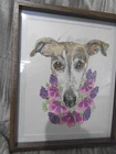 Greyhound whippet Lurcher  sighthound original pen and watercolour painting