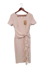 AISIZE Women's Vintage Redefined Ruffle Peplum Cocktail Pencil Knee Dress SM