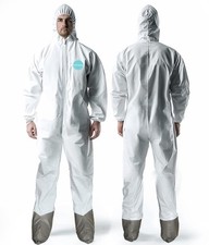 Heavy Duty Full Body Protective Coveralls with Attached Boots Hazmat Suits