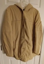Van Heusen: Womens Beige Button Coat With Hood, XL, Read, See Pics!