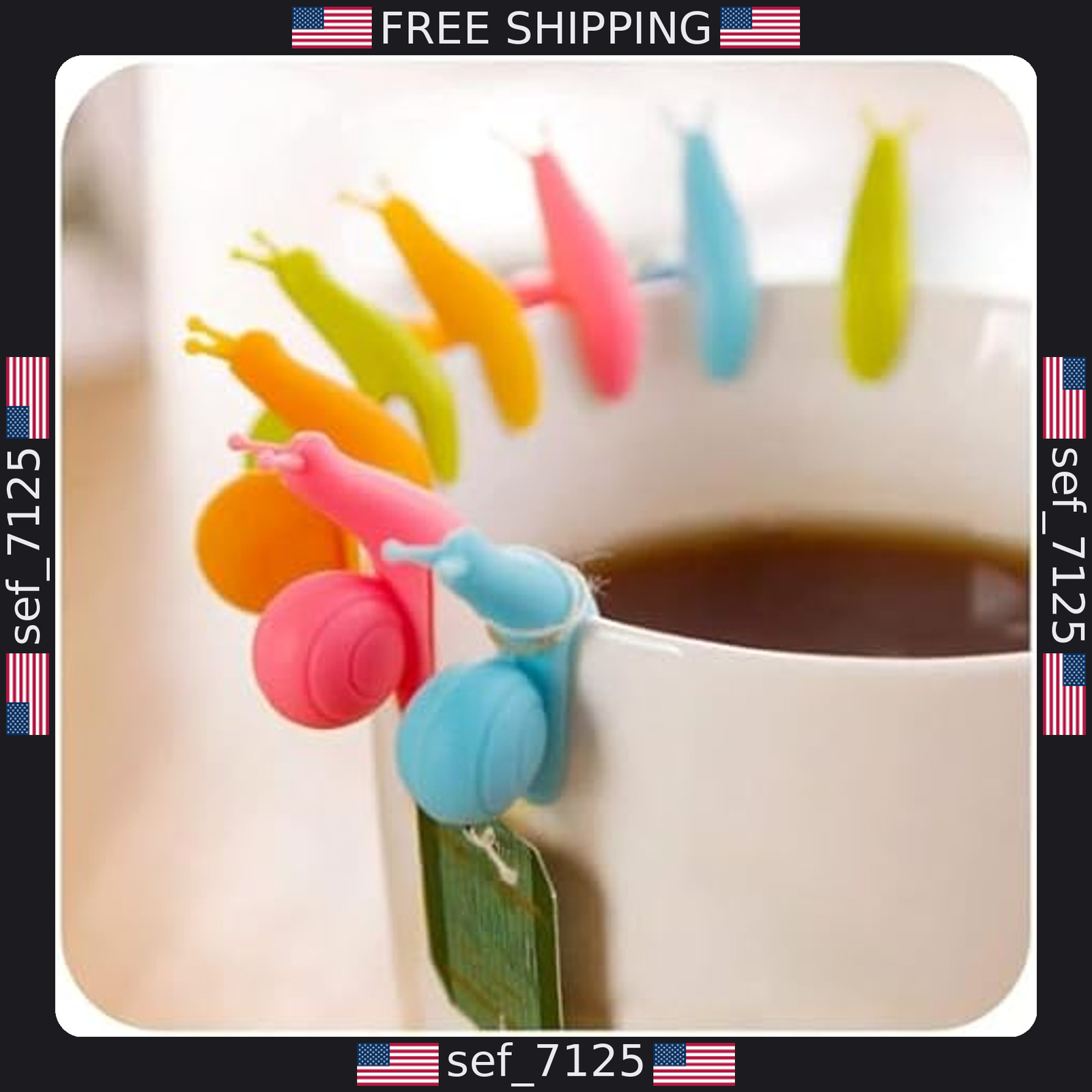 10 clips de silicona para bolsa de té de caracol - coloridos lindos soportes para borde de taza