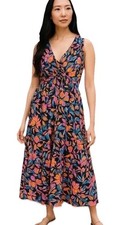 French Connection Floral 100% Cotton Twist Front Sleeveless Maxi Dress XS NWT