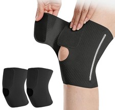 2 Pack Ultra Thin Knee Brace for Women Men with Side Stabilizers, Knee Braces