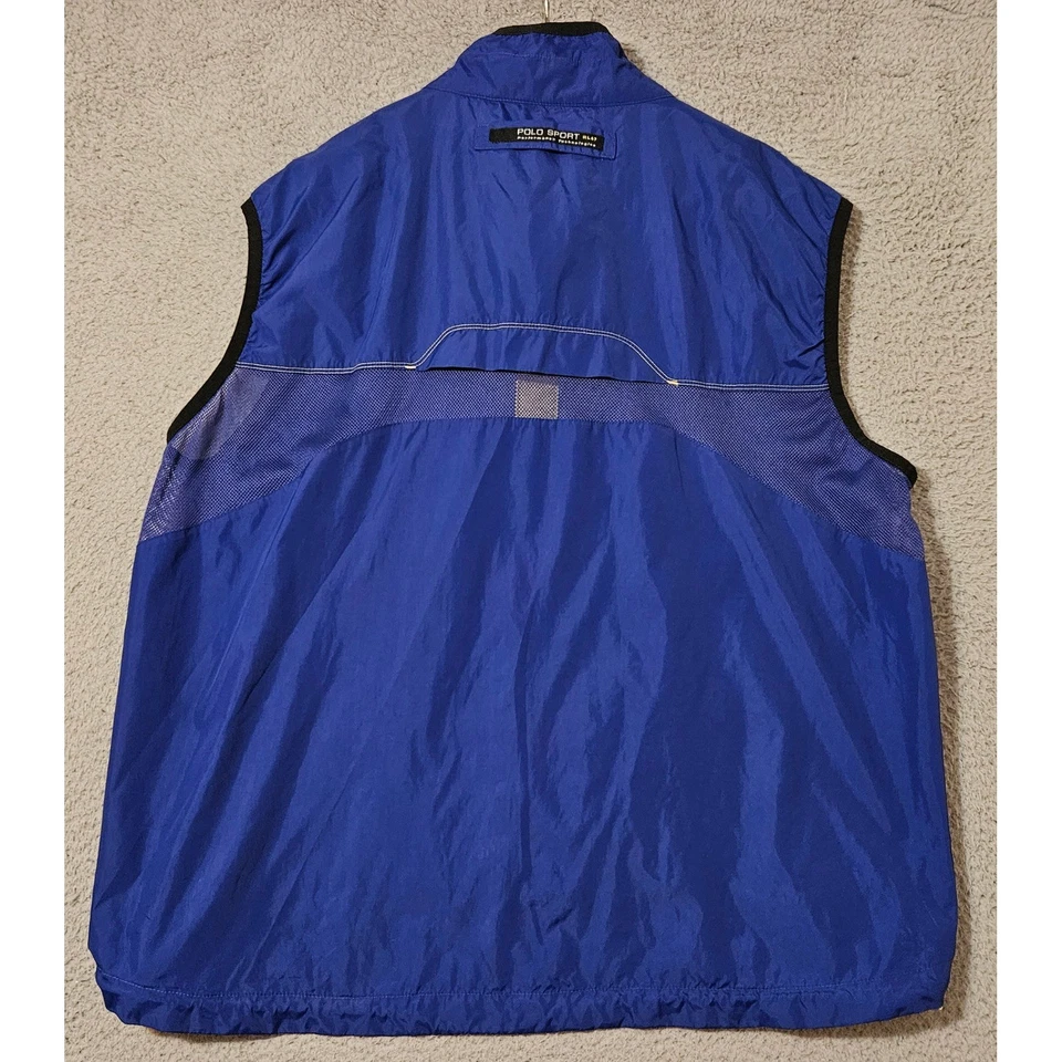 Polo Sport Ralph Lauren Vest Men's 2XL XXL Blue Full Zip Pullover Vintage Nylon - Image 2 of 4