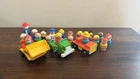 Vintage Fisher Price Little People Figures Vehicle Wooden/Plastic Ernie Lot 19pc