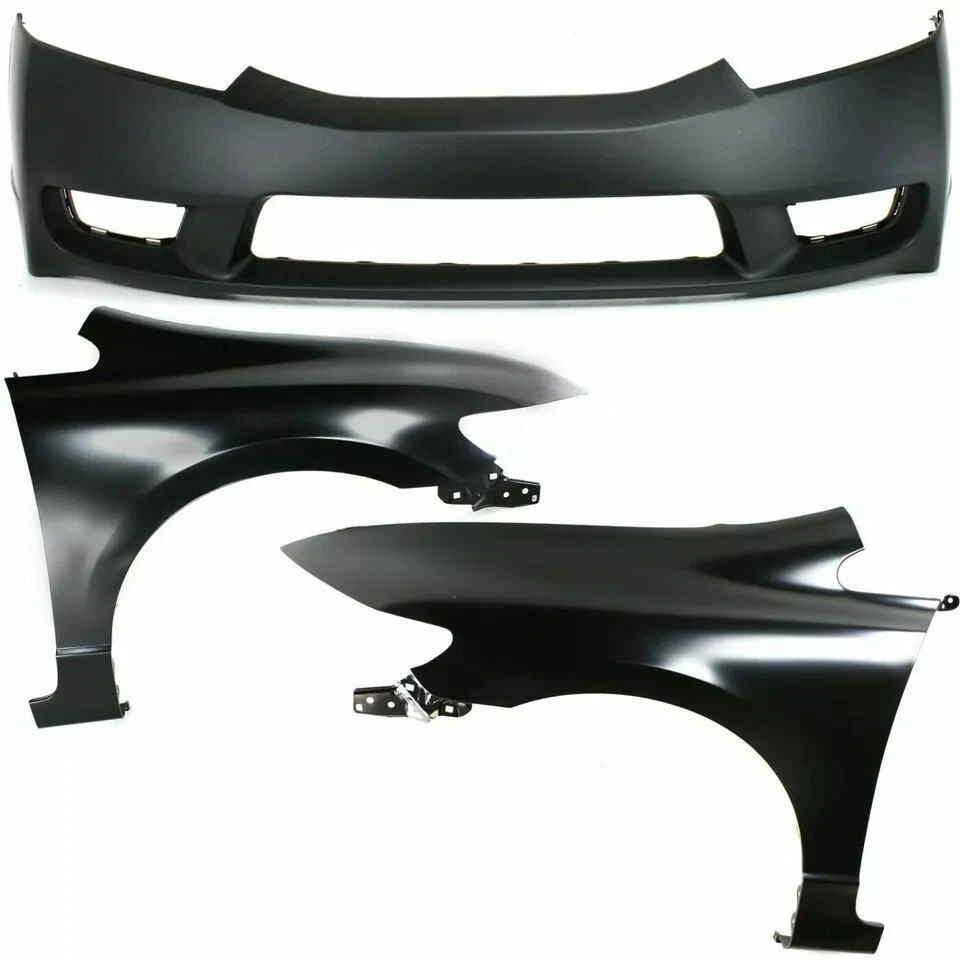 New Front Bumper Cover & Fender Left & Right Primed Fits 2009-2011 Honda Civic Foto 2 de 4